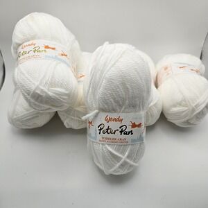 6 - Rare Discontinued White Wendy Peter Pan Toddler Aran Worsted Yarn